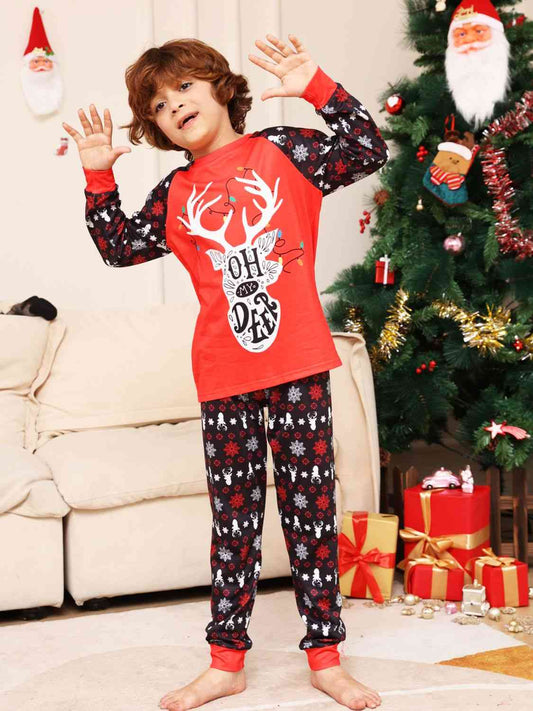 Reindeer Graphic Top and Pants Set