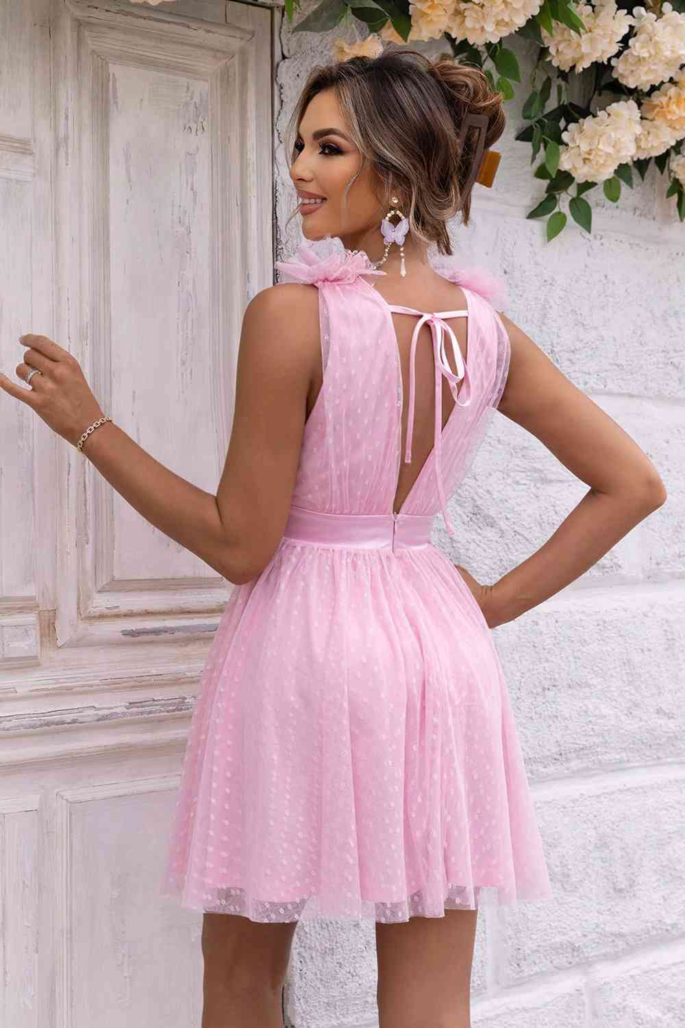 Open Back Sleeveless Mesh Dress