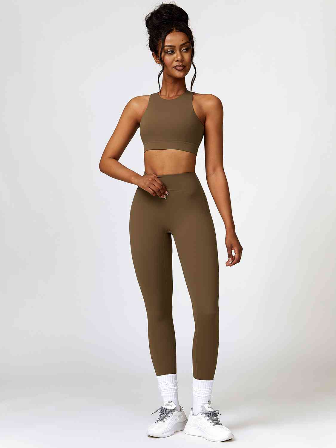 Cutout Cropped Sport Tank and Leggings Set