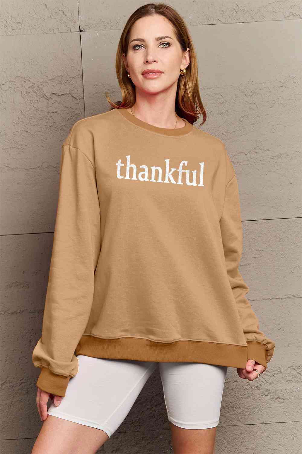 Simply Love Full Size THANKFUL Graphic Sweatshirt